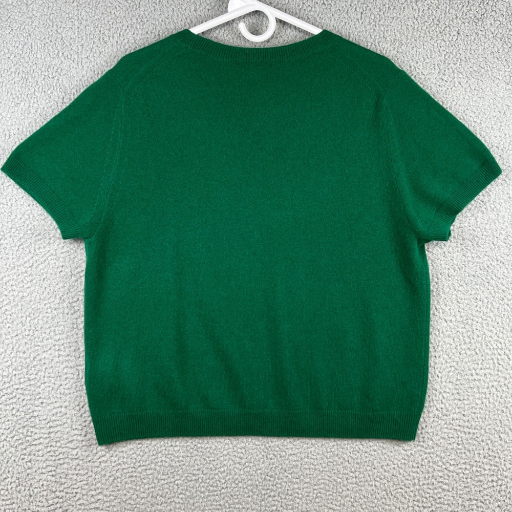Quince Mongolian Cashmere Tee Everglade Green Short Sleeve Sweater Womens XL - Picture 4 of 11
